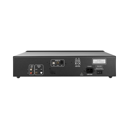 Atoll CD200 Evolution Hi-Fi-CD-Player Rückansicht, Anschlussfeld mit Line-Ausgang und optischen Schnittstellen
