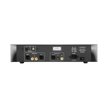 Atoll CD400 Evolution CD-Player Rückansicht mit XLR- und Cinch-Ausgängen sowie Digitalein- und -ausgängen