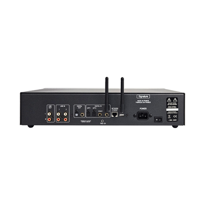 Atoll ST200 Signature Netzwerk-Streamer Rückansicht, Anschlussfeld mit Line-Ausgängen, digitalen Eingängen und Antennen
