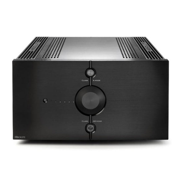 Audio Analogue ABsolute 3.0 Vollverstärker Schwarz, Frontansicht mit Lautstärkeregler und Class-A-Mode-Taste