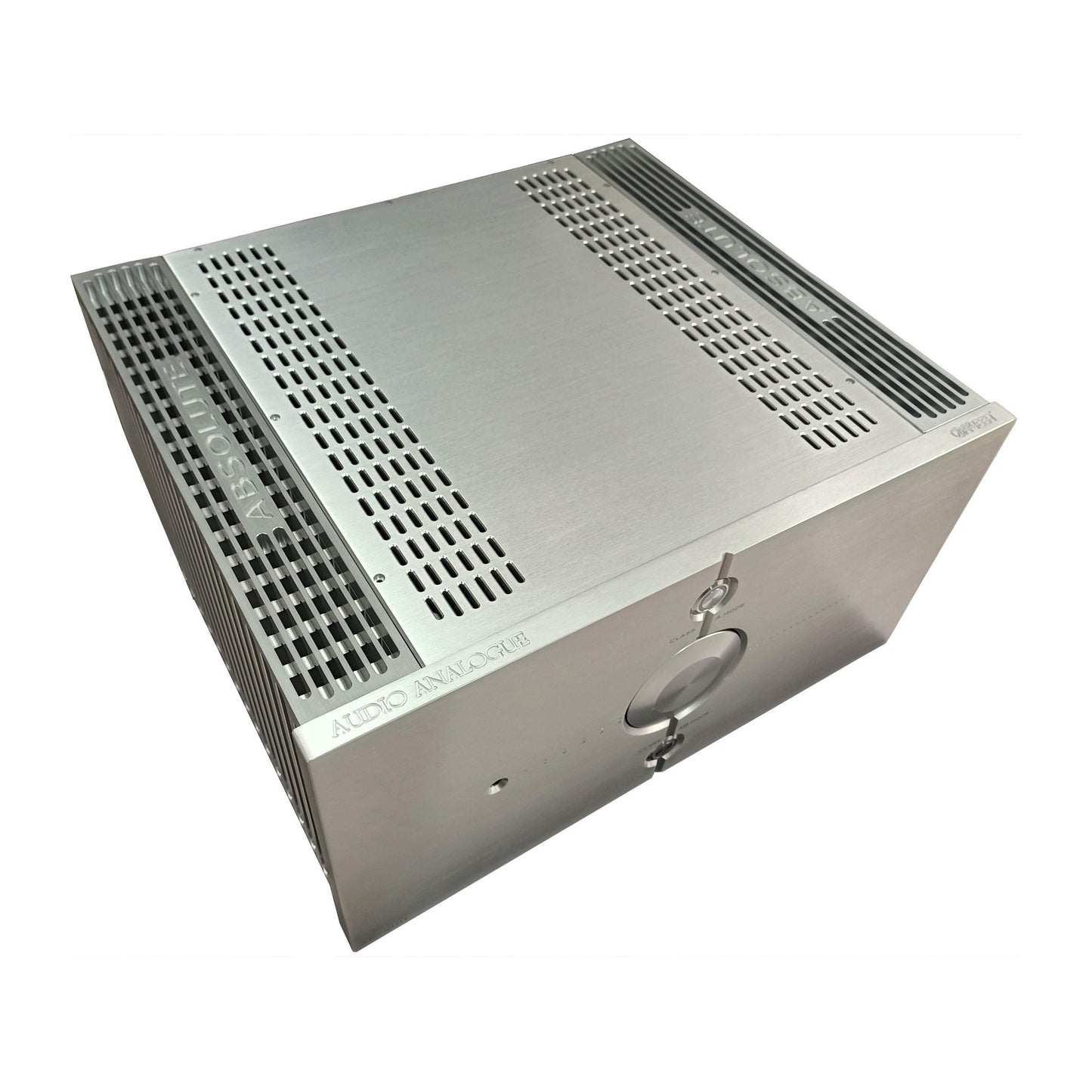 Audio Analogue ABsolute 3.0 Vollverstärker Silber Schrägansicht von oben mit belüftetem Aluminiumdeckel