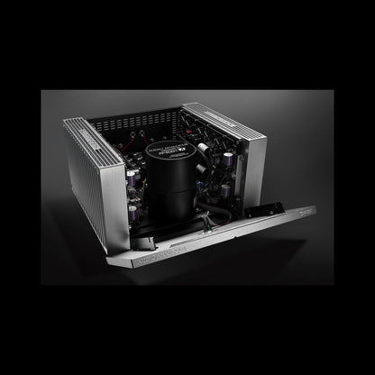 Audio Analogue ABsolute PA 3.0 Stereo-Endstufe Silber, Innenansicht mit Ringkerntrafo und abgenommener Frontblende