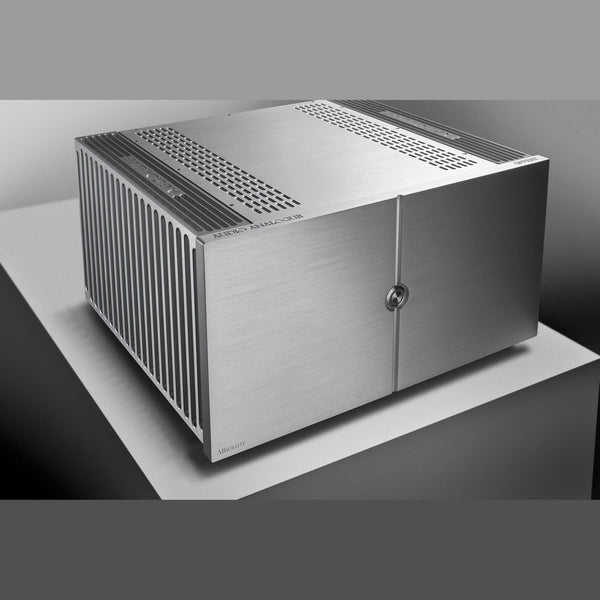 Audio Analogue ABsolute PA 3.0 Stereo-Endstufe Silber, Schrägansicht mit seitlichen Kühlrippen