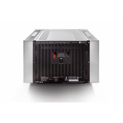 Audio Analogue ABsolute PA Mono Endstufe, Rückansicht mit Polklemmen, XLR-Eingang und Netzanschluss