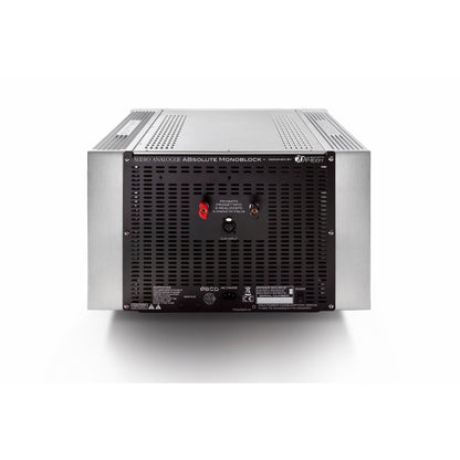Audio Analogue ABsolute PA Mono Endstufe, Rückansicht mit Lautsprecherklemmen, XLR-Eingang und Netzanschluss