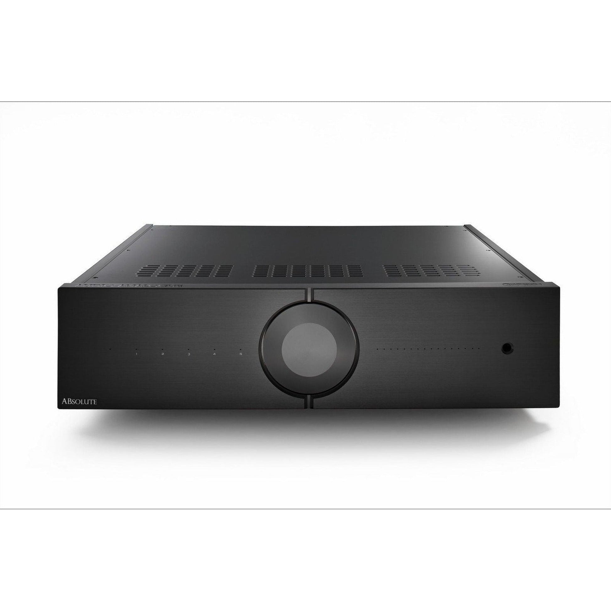 Audio Analogue ABsolute Preamplifier Vorverstärker schwarz, Frontansicht mit zentralem Lautstärkeregler