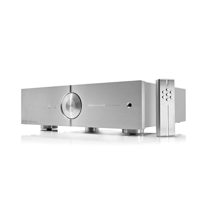 Audio Analogue Bellini Anniversary Vorverstärker silber, Lieferumfang mit stehender Aluminium-Fernbedienung