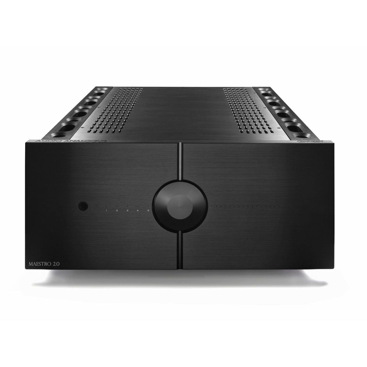 Audio Analogue Maestro Anniversary 2.0 Vollverstärker Schwarz, Frontansicht mit grossem Drehregler