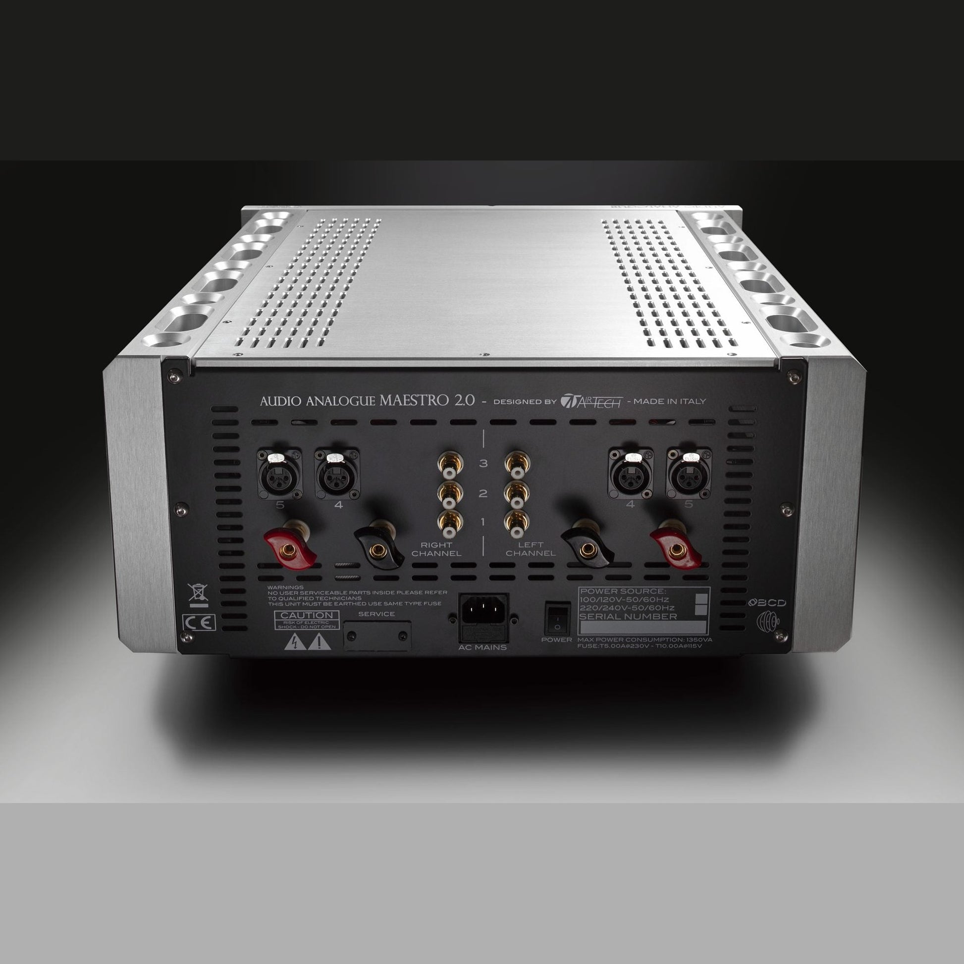 Audio Analogue Maestro Anniversary 2.0 Vollverstärker Silber, Anschlussfeld mit XLR- und Cinch-Eingängen