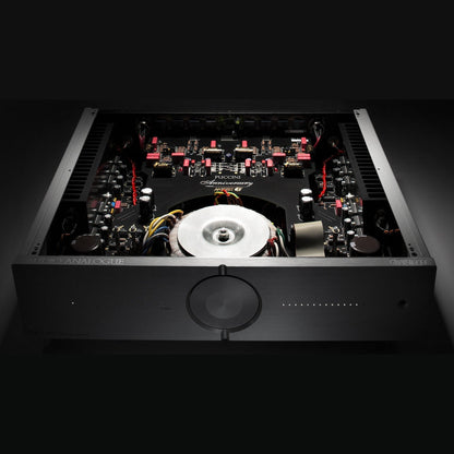 Audio Analogue Puccini Anniversary Vollverstärker, Innenansicht mit Ringkerntrafo, Platinen und abgenommenem Deckel
