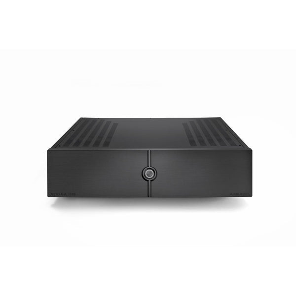 Audio Analogue Pure AA100DM Stereo-Endverstärker Schwarz, Frontansicht mit mittigem Betriebsschalter
