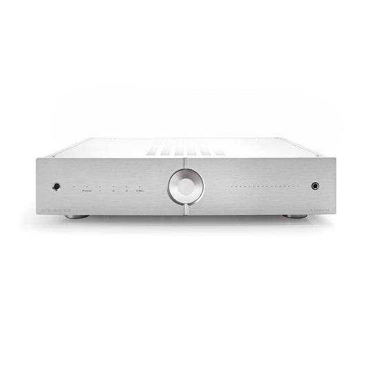 Audio Analogue Pure AACento Vollverstärker Silber, Frontansicht mit Lautstärkeregler und Kopfhörerausgang