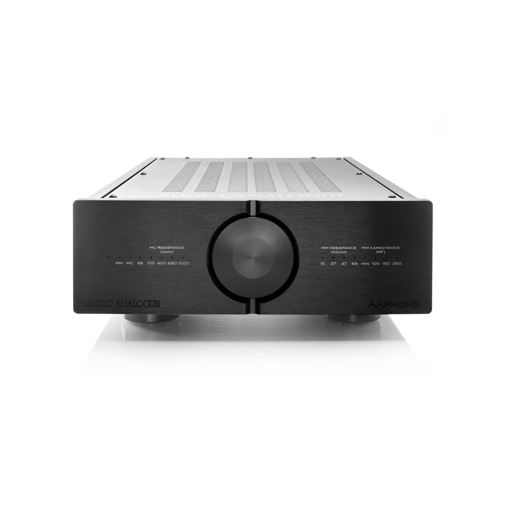 Audio Analogue Pure AAPhono Phono-Vorverstärker Schwarz, Frontansicht mit MM- und MC-Anpassung
