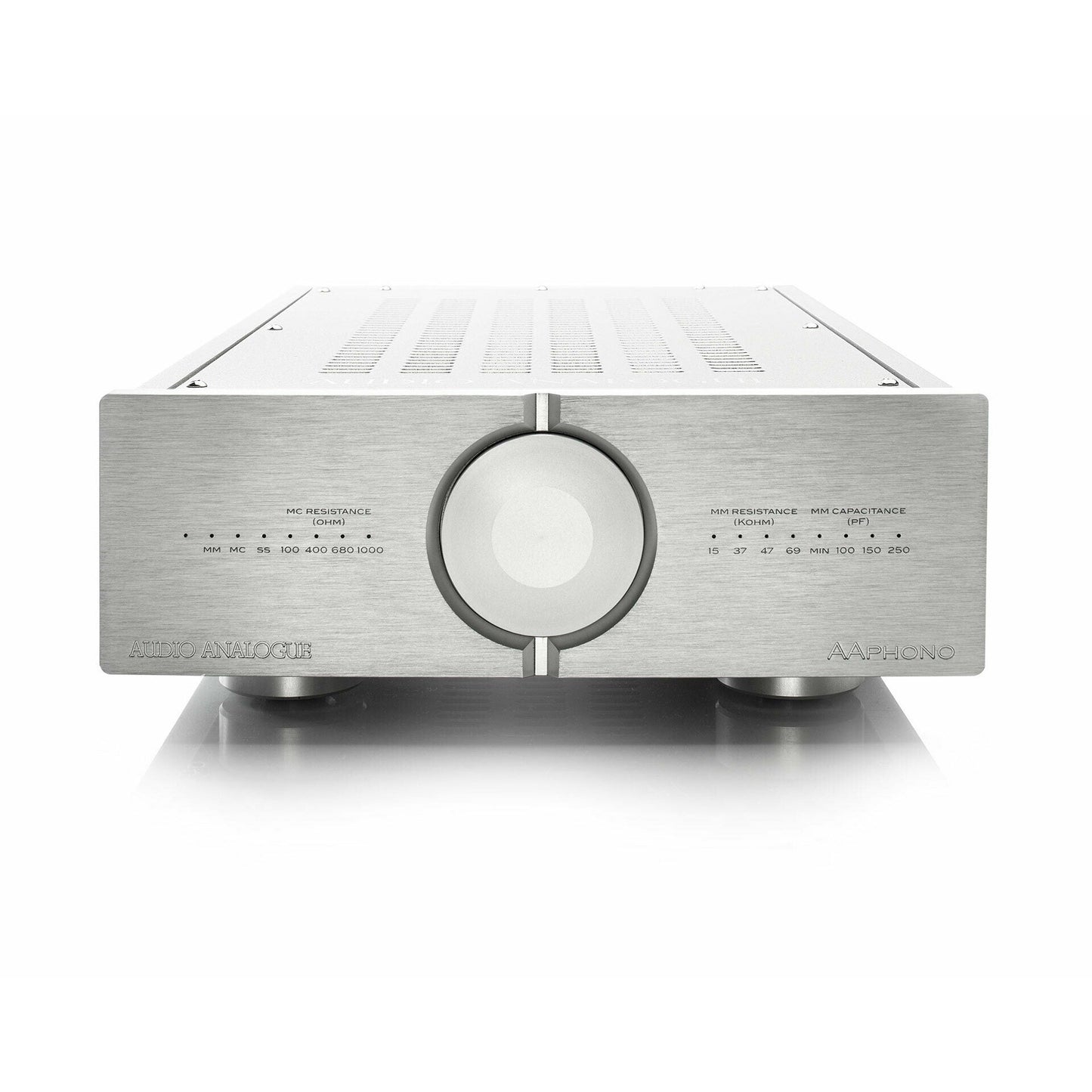 Audio Analogue Pure AAPhono Phono-Vorverstärker Silber, Frontansicht mit MM- und MC-Anpassung