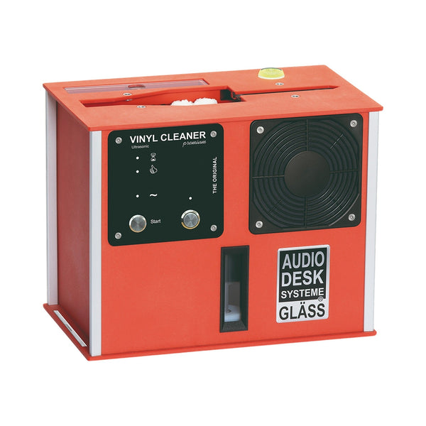 Audio Desk Systeme Vinyl Cleaner Premium Ultraschall-Plattenwaschmaschine rot, Schrägansicht
