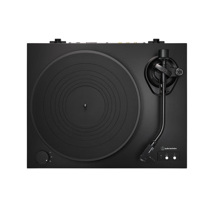 Audio-Technica AT-LP8X Plattenspieler Draufsicht mit Plattenteller und J-förmigem Tonarm