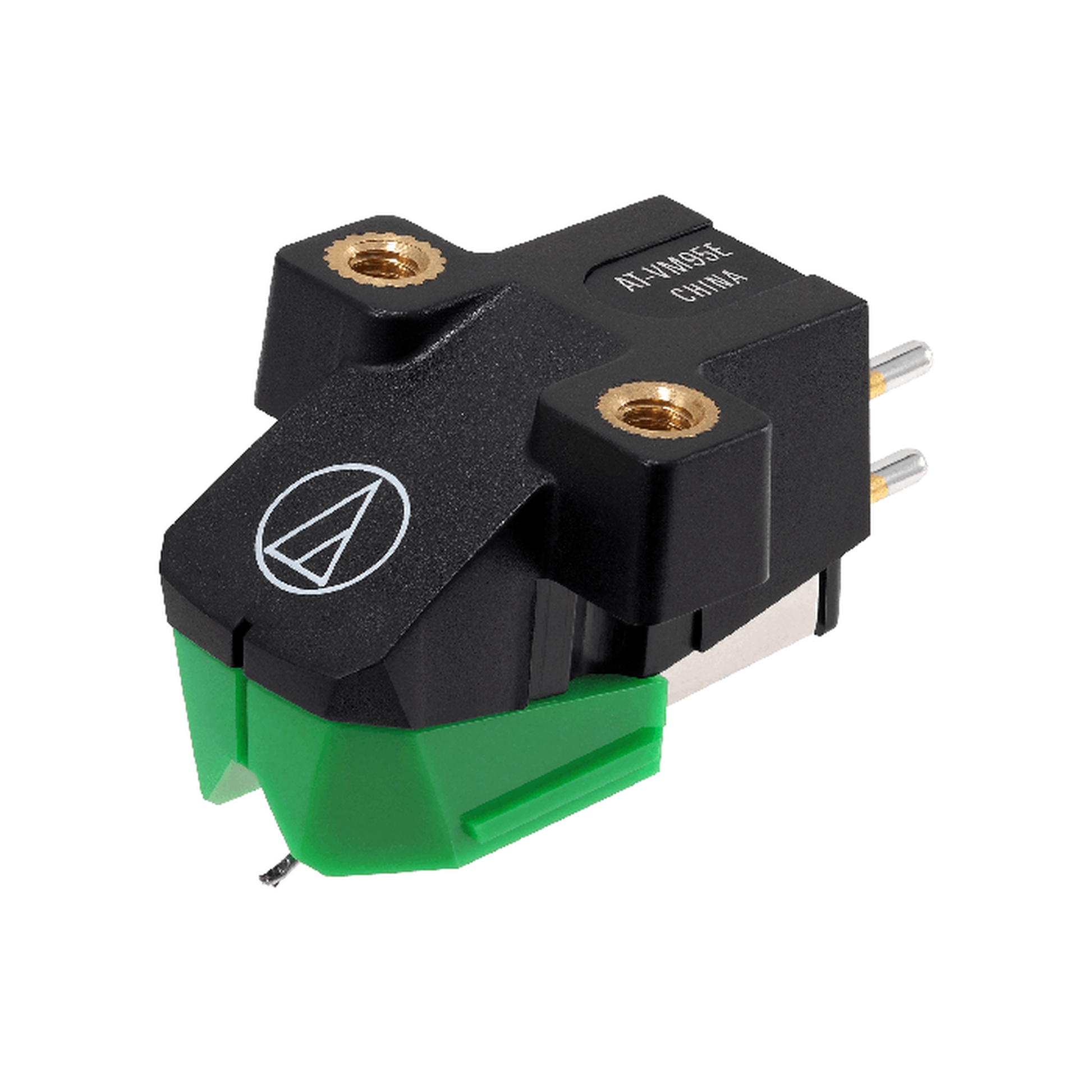 Audio-Technica AT-VM95E MM-Tonabnehmer Schrägansicht von hinten mit vier Anschlusspins