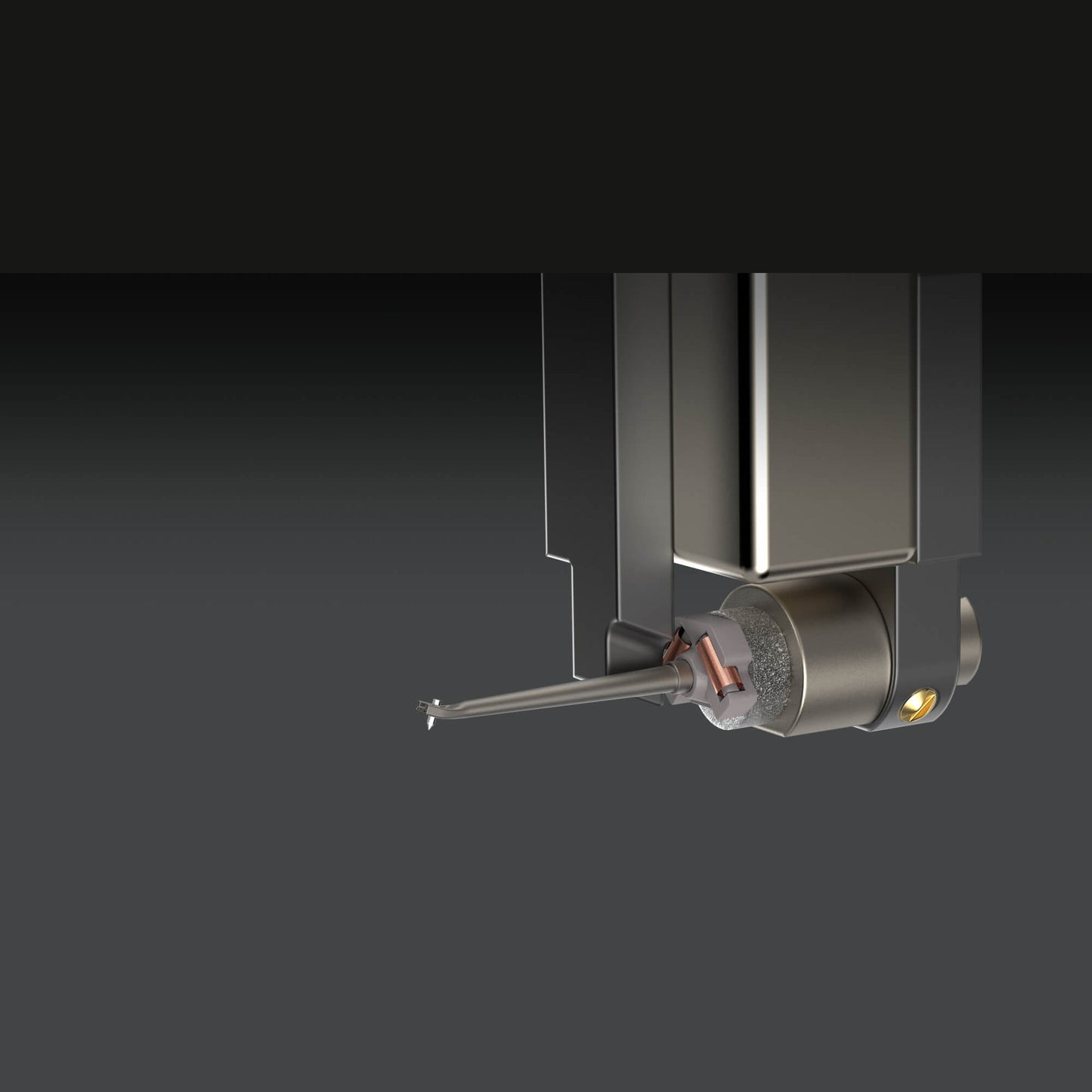 Audio-Technica AT33xMLD MC-Tonabnehmer Detailansicht von Nadelträger aus Duraluminium und Abtastnadel