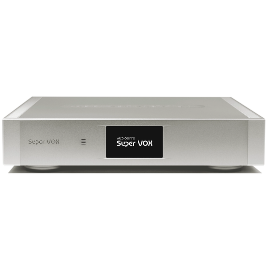 Audiobyte Super Vox DAC Frontansicht mit Display