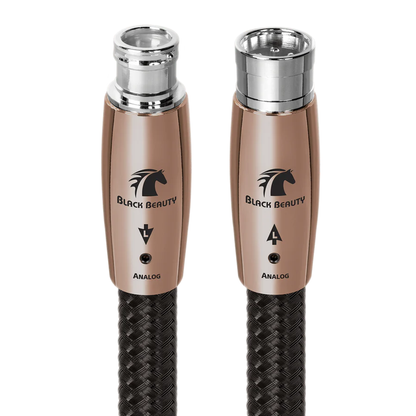 AudioQuest Black Beauty XLR-Kabel Detailansicht der beiden Steckverbinder mit Black-Beauty-Signet