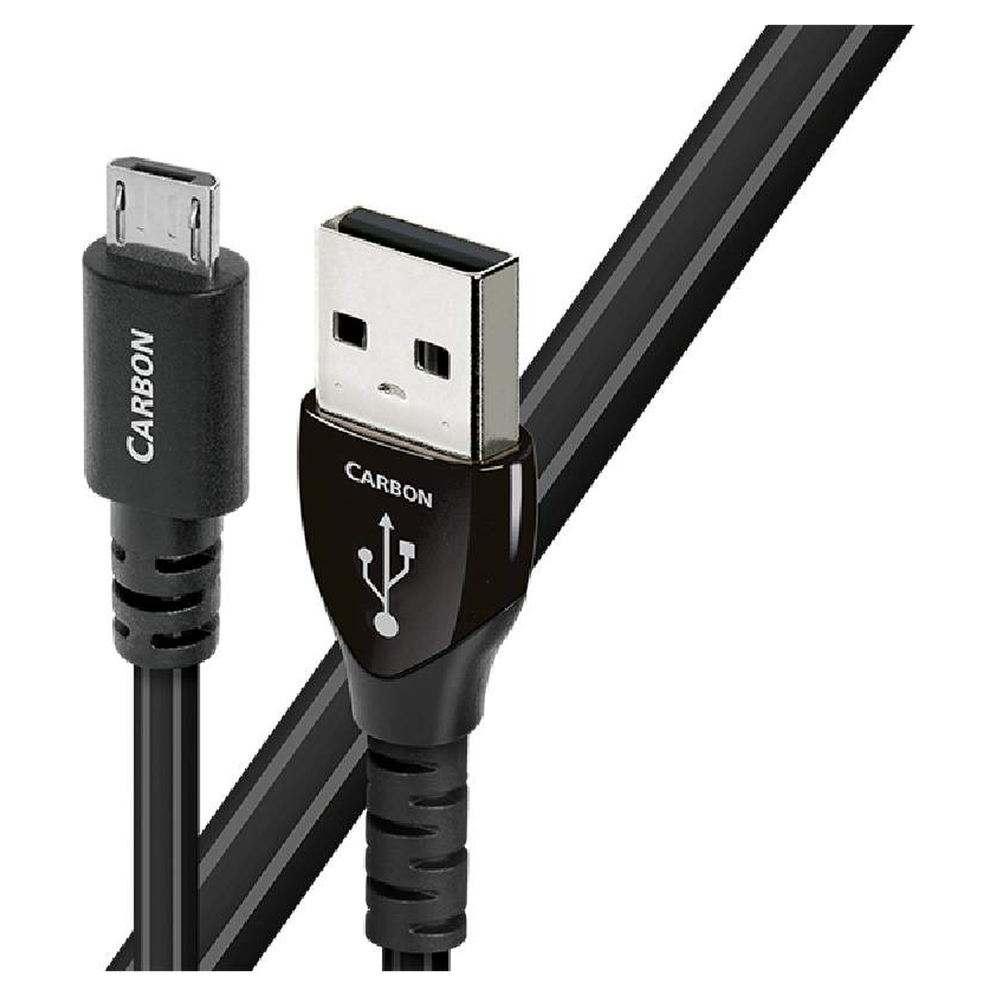 AudioQuest Carbon USB-Kabel Produktansicht mit USB-A- und Micro-USB-B-Stecker
