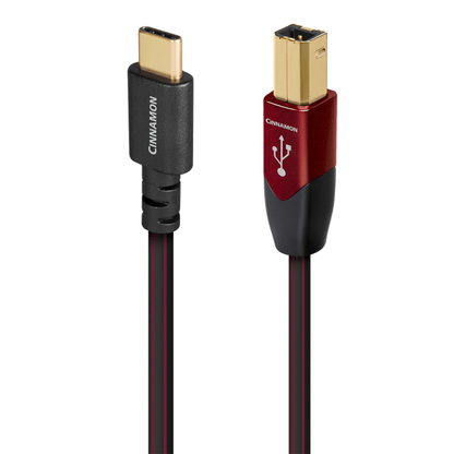 AudioQuest Cinnamon USB-Kabel Produktansicht mit USB-C- und USB-B-Stecker