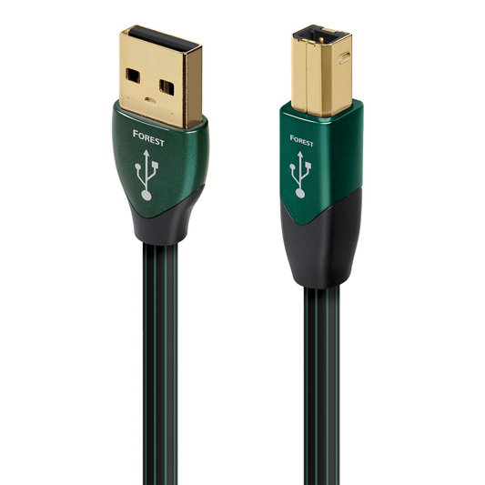 AudioQuest Forest USB-Kabel Produktansicht mit USB-A- und USB-B-Stecker