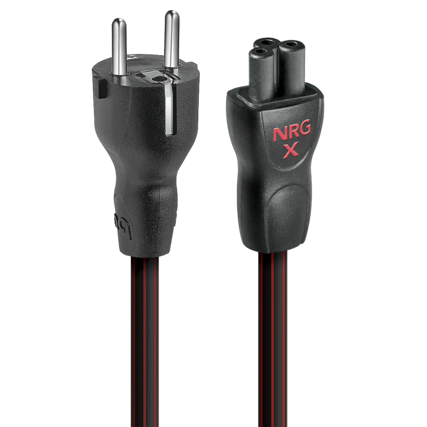 AudioQuest NRG-X3 Netzkabel Produktansicht mit Schuko-Stecker und IEC-C5-Kupplung