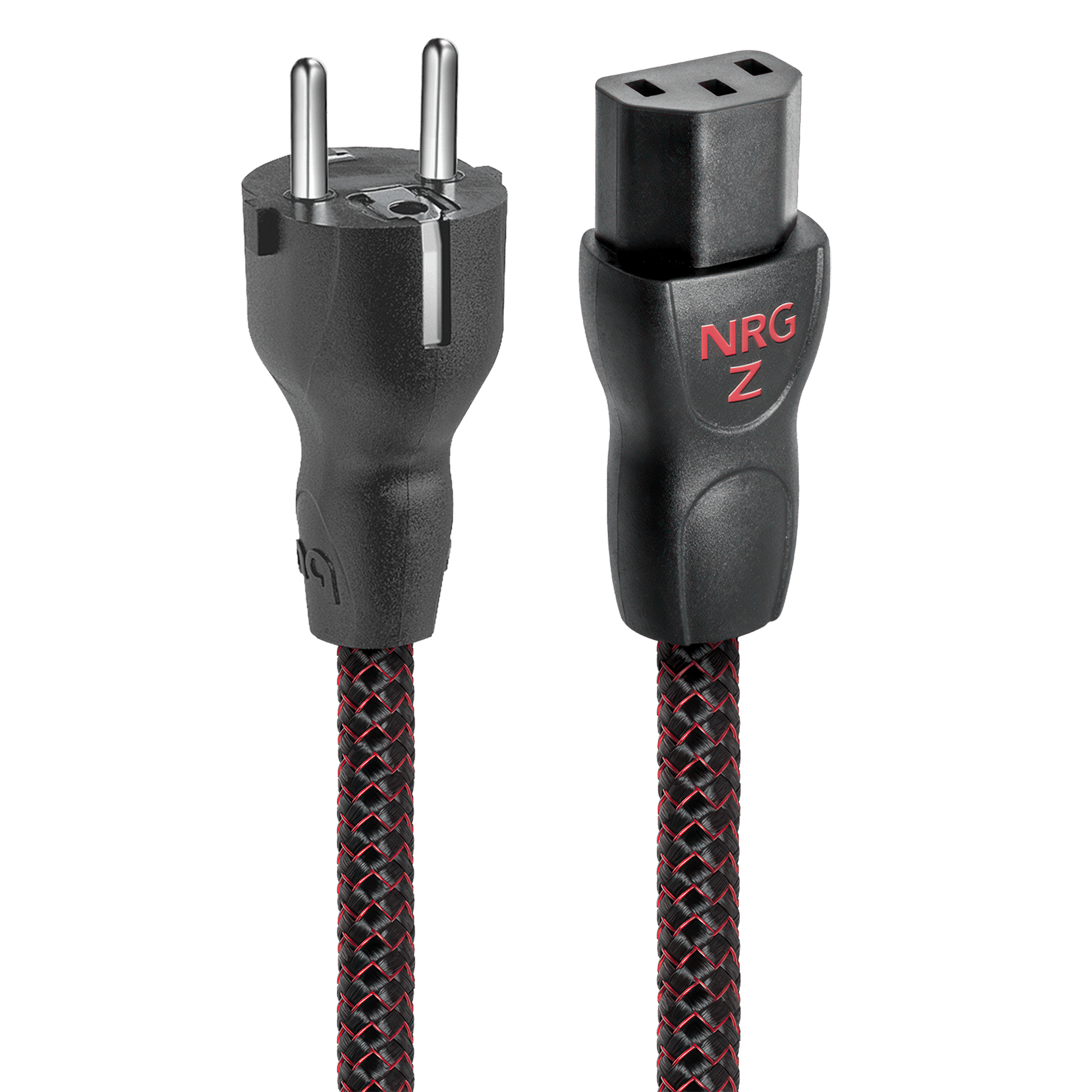 AudioQuest NRG-Z3 Netzkabel Produktansicht mit Schuko-Stecker und IEC-C13-Kupplung