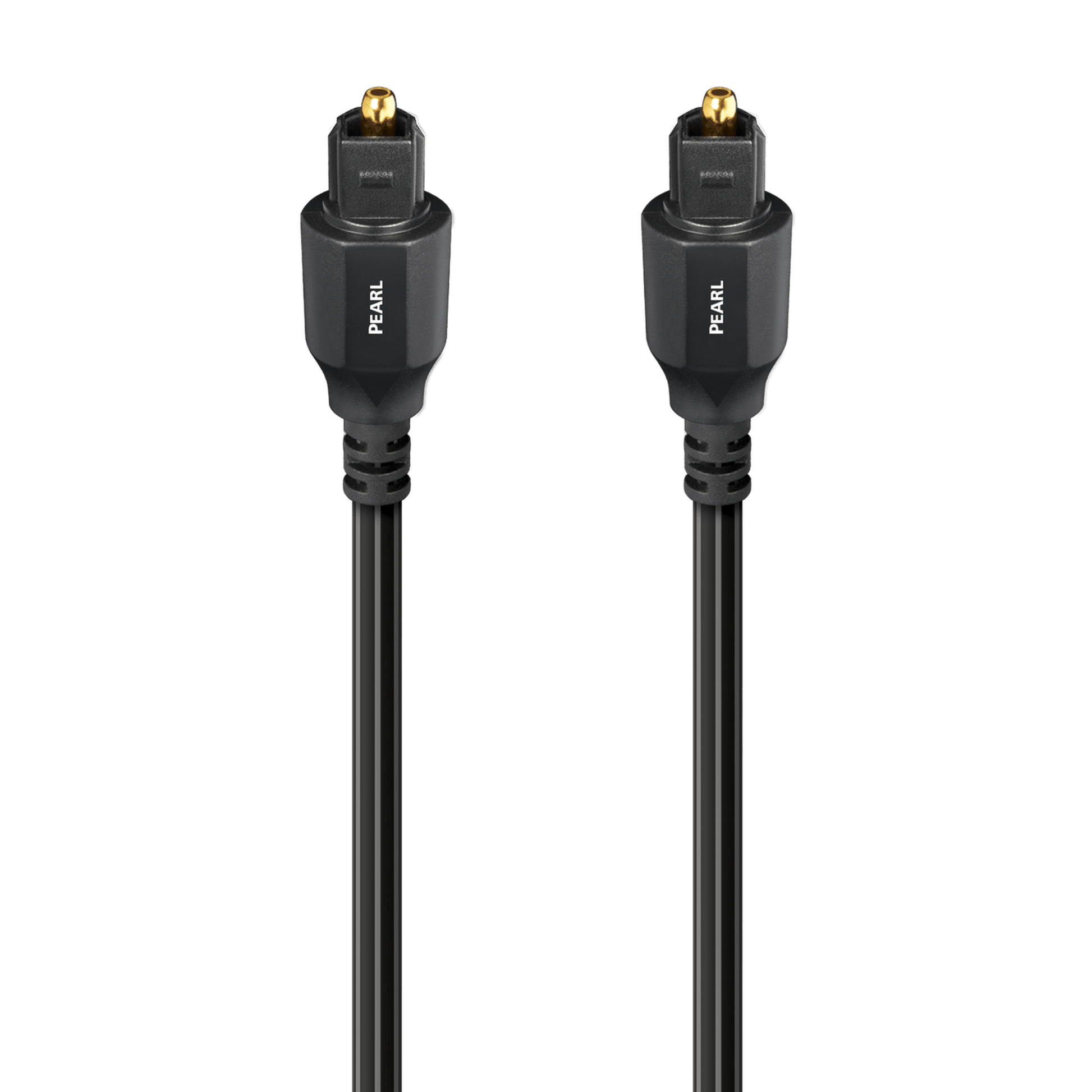 AudioQuest Pearl Optisches Kabel Detailansicht: beide Toslink-Stecker mit vergoldeter Ferrule