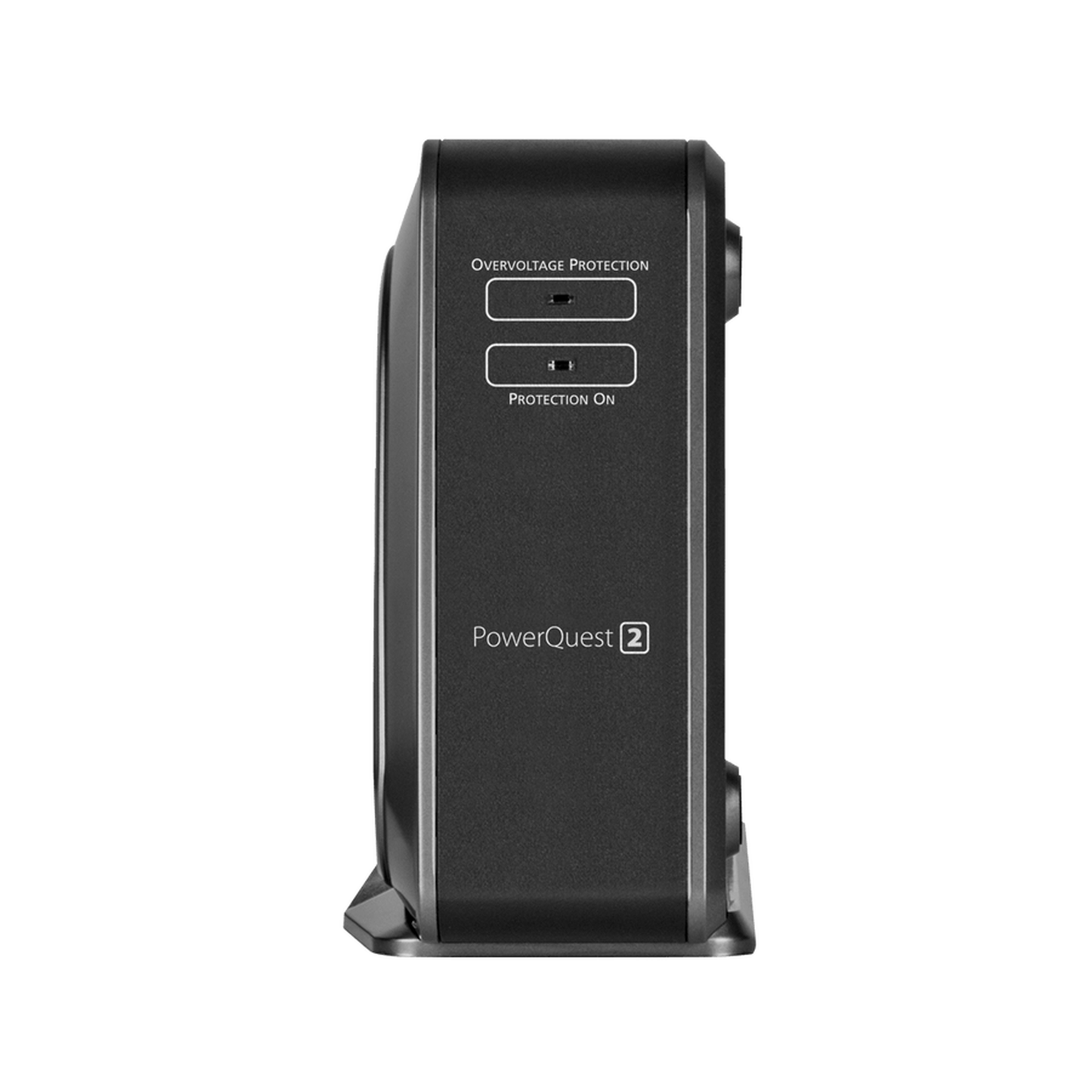 AudioQuest PowerQuest 2 Netzfilter Seitenansicht mit Anzeigen Overvoltage Protection und Protection On