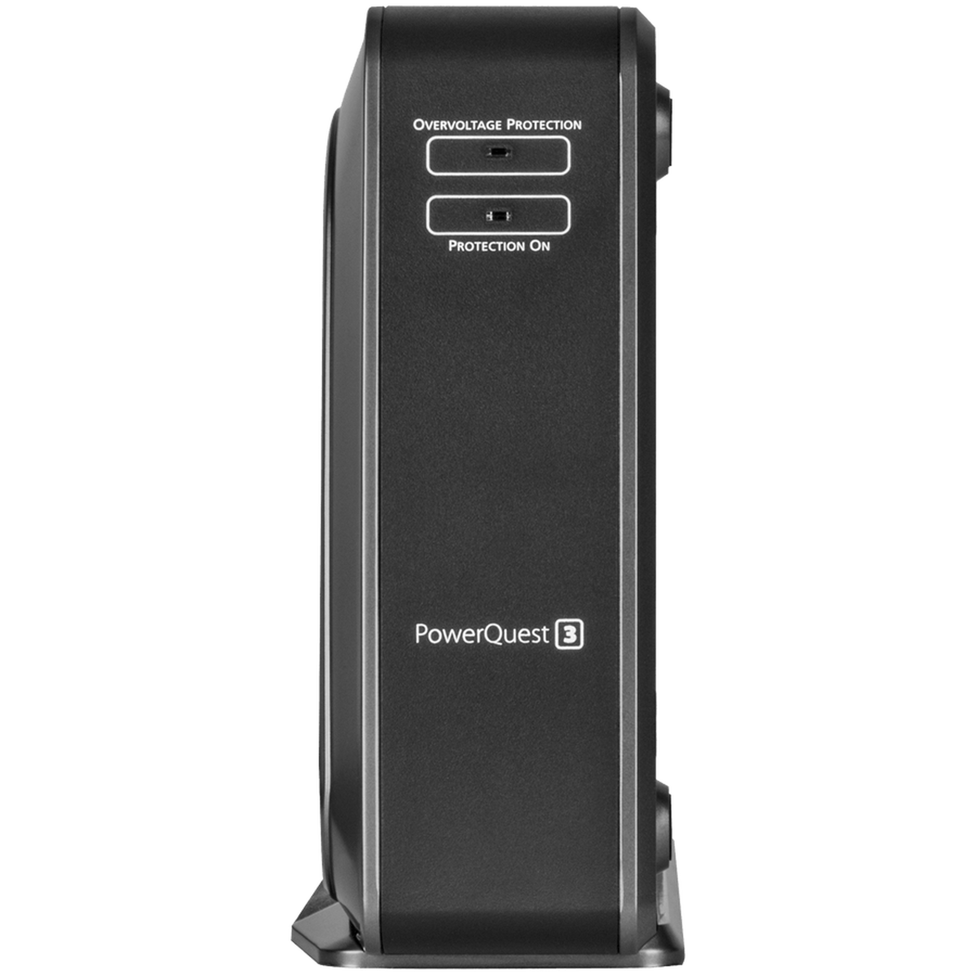 AudioQuest PowerQuest 3 Netzfilter Seitenansicht mit Statusanzeigen Overvoltage Protection und Protection On