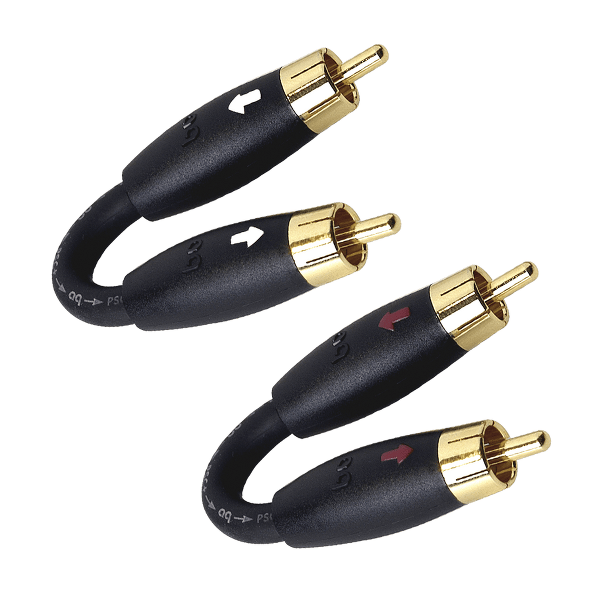 AudioQuest PreAmp-Jumper Setansicht, Cinch-Brücken mit vergoldeten Steckern für Pre-Out und Main-In