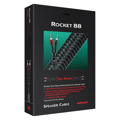 AudioQuest Rocket 88 Lautsprecherkabel Verpackung, Faltschachtel der Full-Range-Ausführung