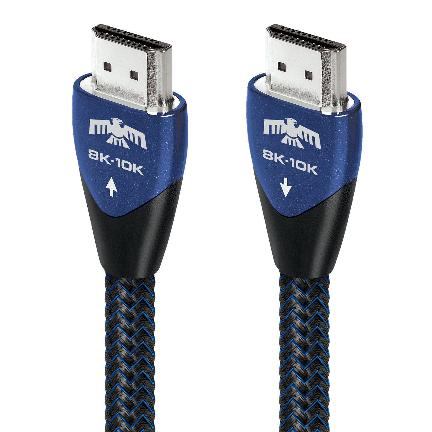 AudioQuest ThunderBird 48 HDMI-Kabel Produktansicht mit beiden Steckern und Richtungspfeilen, 8K-10K