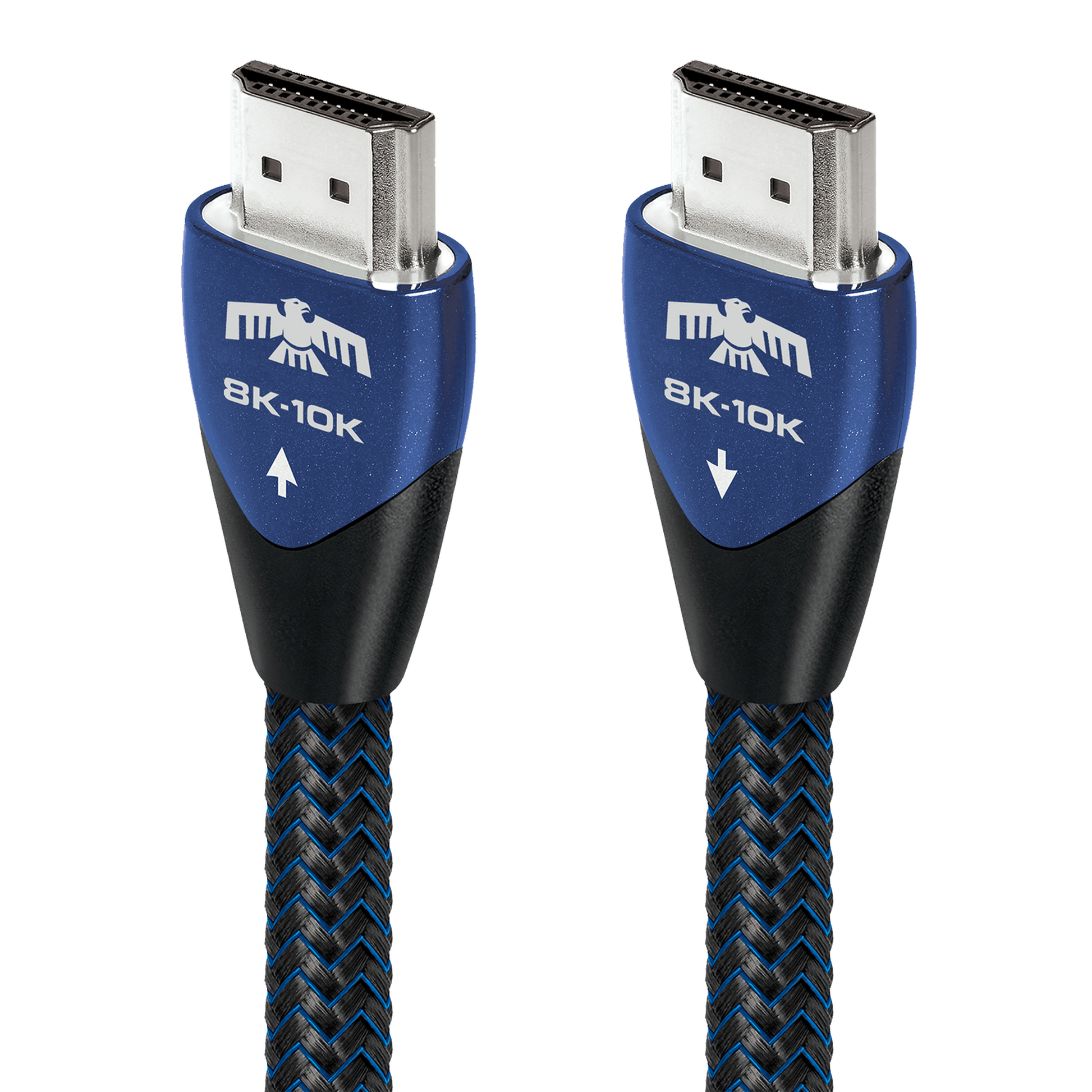 AudioQuest ThunderBird 48 HDMI-Kabel Produktansicht mit beiden Steckern und Richtungspfeilen, 8K-10K