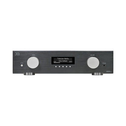 AVM AS 30.3 Streaming-Vollverstärker Schwarz Frontansicht mit Display und Lautstärkeregler im HiFi-Set
