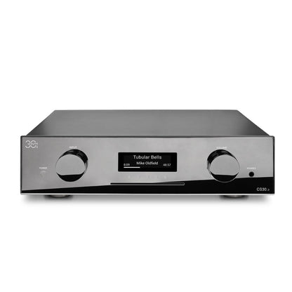 AVM CS 30.3 Streaming-Vollverstärker mit CD Cellini Chrom Draufsicht auf Gehäuseoberseite und Front