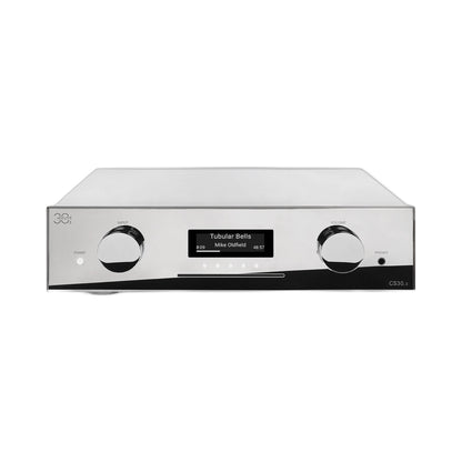 AVM CS 30.3 Streaming-Vollverstärker mit CD Cellini Chrom Frontansicht mit CD-Schacht und Display