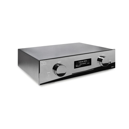 AVM CS 30.3 Streaming-Vollverstärker mit CD Cellini Chrom Schrägansicht von links mit Gehäuseoberseite