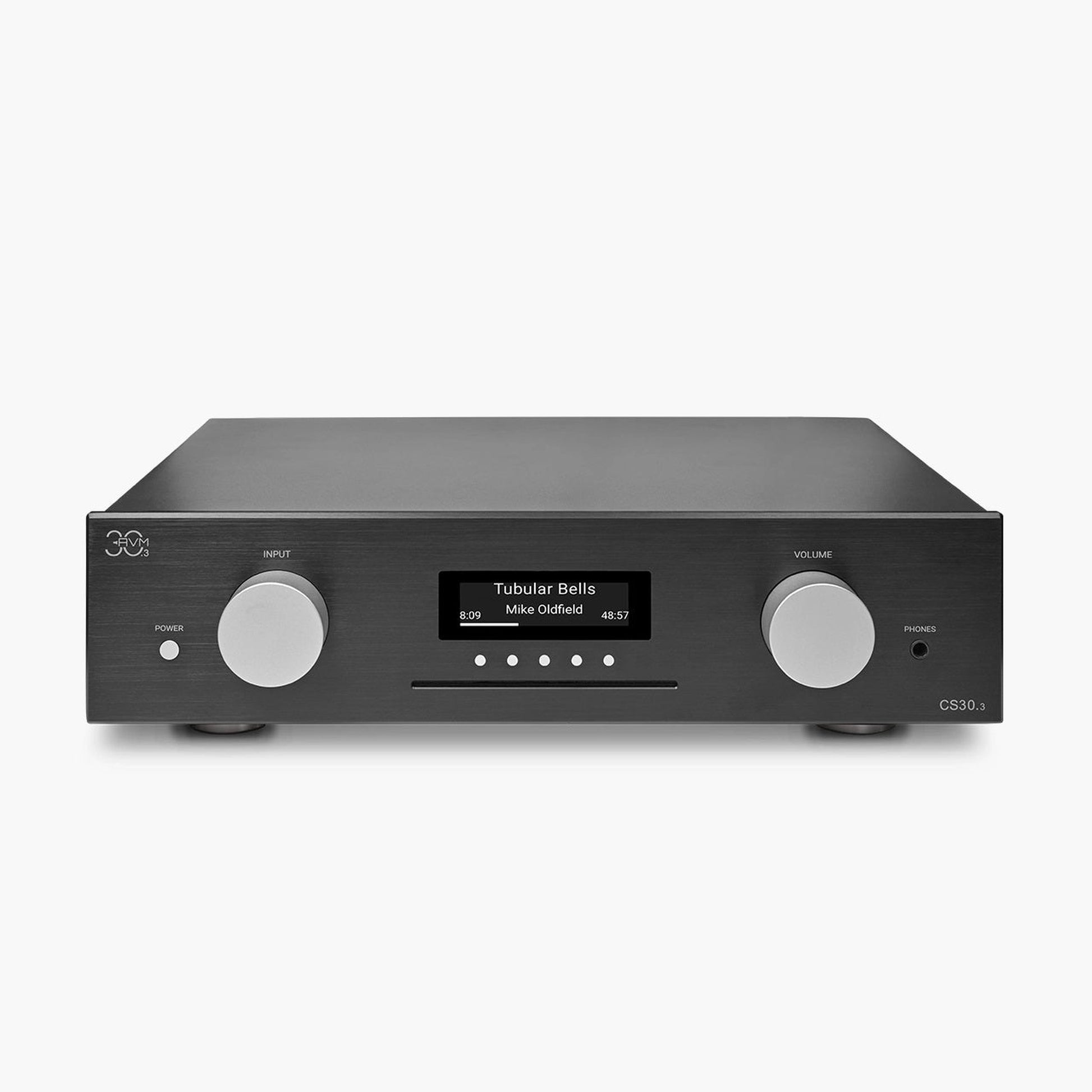 AVM CS 30.3 Streaming-Vollverstärker mit CD Schwarz Draufsicht auf Gehäuseoberseite und Front