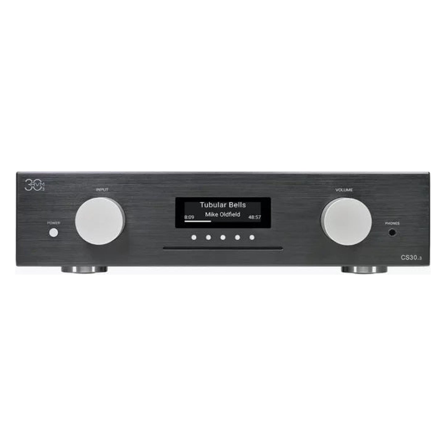 AVM CS 30.3 Streaming-Vollverstärker mit CD Schwarz Frontansicht mit CD-Schacht ohne Spiegelung