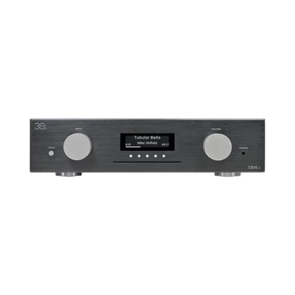 AVM CS 30.3 Streaming-Vollverstärker mit CD Schwarz Frontansicht mit CD-Schacht und Display im HiFi-Set