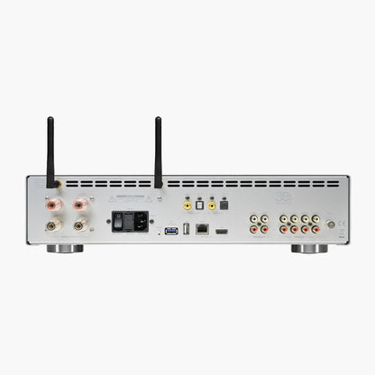 AVM CS 30.3 Streaming-Vollverstärker mit CD Schwarz Rückansicht mit Anschlussfeld und WLAN-Antennen