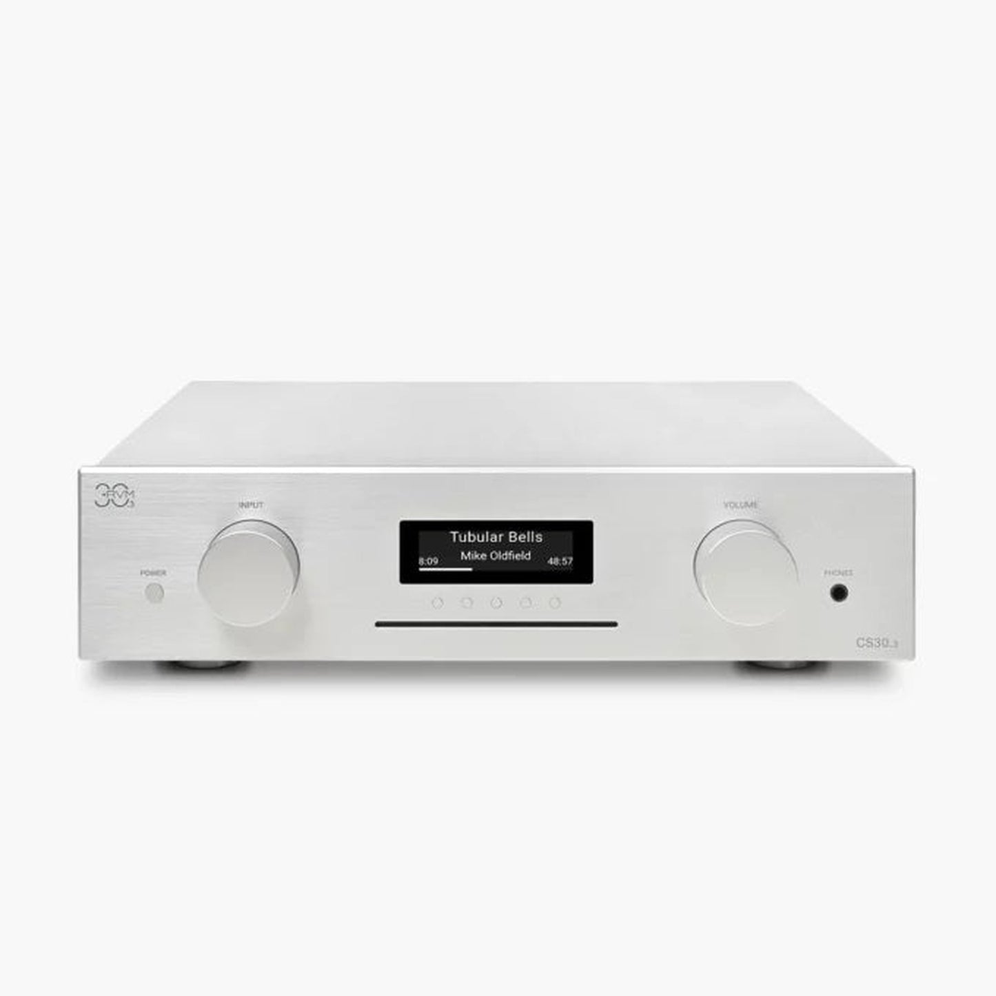 AVM CS 30.3 Streaming-Vollverstärker mit CD Silber Draufsicht auf Gehäuseoberseite und Front