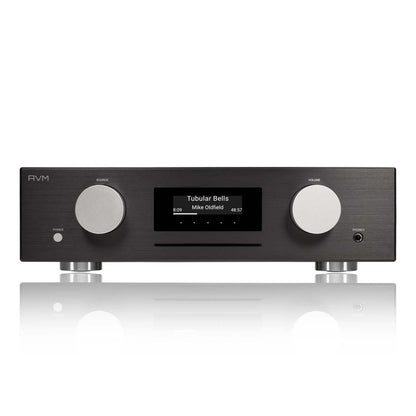 AVM Evolution CS 3.3 Streaming-Vollverstärker mit CD Schwarz Frontansicht mit CD-Schacht und OLED-Display