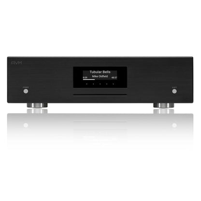 AVM Evolution MP 3.3 Streaming-Vorverstärker Schwarz Frontansicht mit OLED-Display und CD-Laufwerk