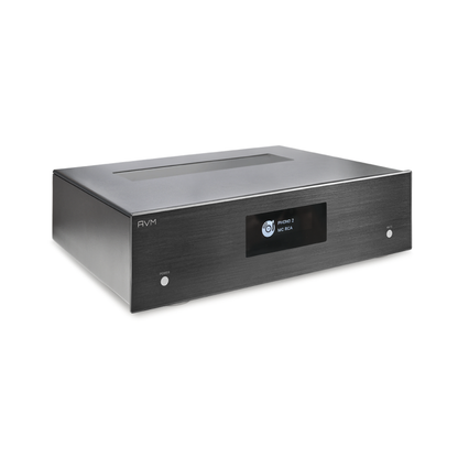 AVM Evolution PH 3.3 Phono-Vorverstärker Schwarz Schrägansicht von links mit Gehäusedeckel