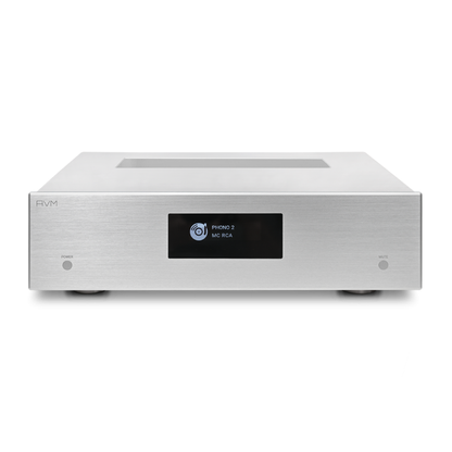 AVM Evolution PH 3.3 Phono-Vorverstärker Silber Frontansicht mit Display