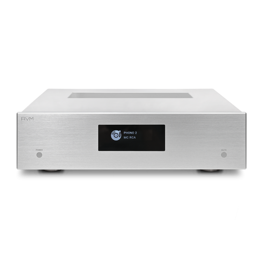 AVM Evolution PH 3.3 Phono-Vorverstärker Silber Frontansicht mit Display